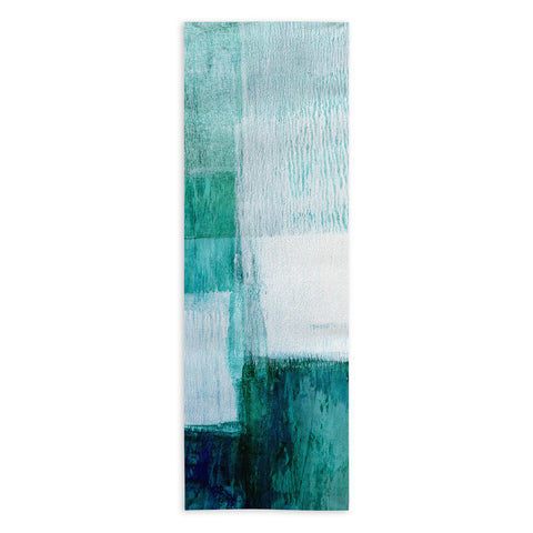 GalleryJ9 Aqua Blue Geometric Abstract Textured Painting Yoga Towel