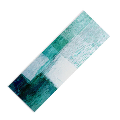 GalleryJ9 Aqua Blue Geometric Abstract Textured Painting Yoga Mat