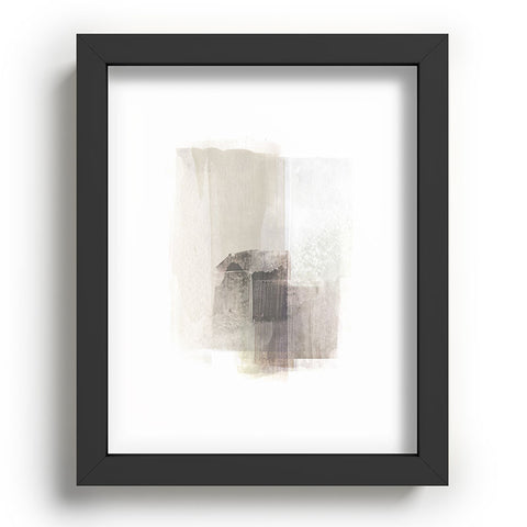 GalleryJ9 Beige and Brown Minimalist Abstract Painting Recessed Framing Rectangle