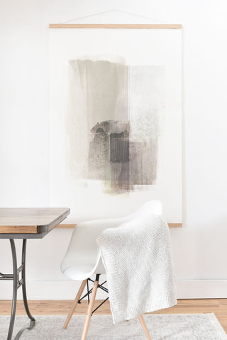 GalleryJ9 Beige and Brown Minimalist Abstract Painting Art Print And Hanger