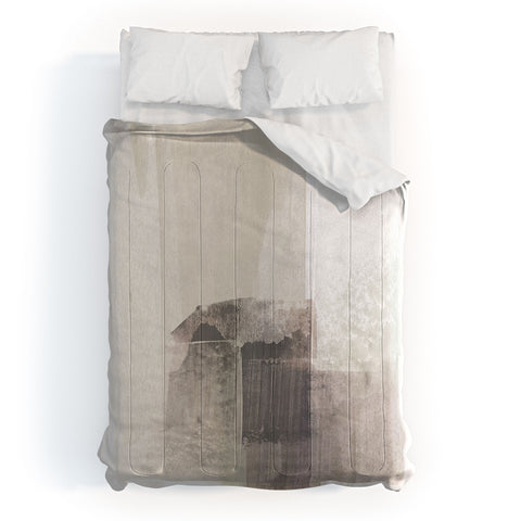 GalleryJ9 Beige and Brown Minimalist Abstract Painting Comforter
