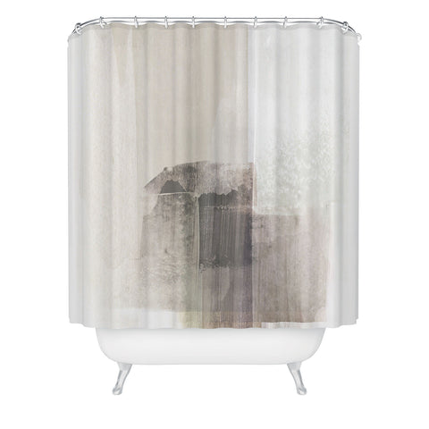 GalleryJ9 Beige and Brown Minimalist Abstract Painting Shower Curtain