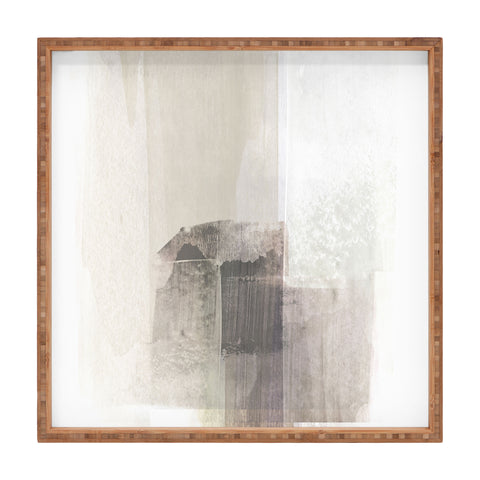 GalleryJ9 Beige and Brown Minimalist Abstract Painting Square Tray