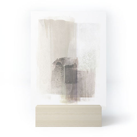 GalleryJ9 Beige and Brown Minimalist Abstract Painting Mini Art Print