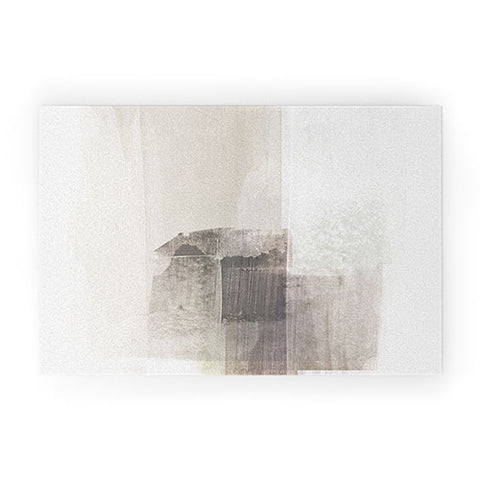 GalleryJ9 Beige and Brown Minimalist Abstract Painting Welcome Mat