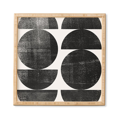 GalleryJ9 Black and White Mid Century Modern Circles Framed Wall Art