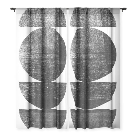 GalleryJ9 Black and White Mid Century Modern Circles Sheer Non Repeat