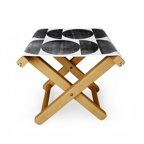 GalleryJ9 Black and White Mid Century Modern Circles Folding Stool