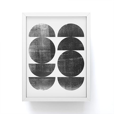 GalleryJ9 Black and White Mid Century Modern Circles Framed Mini Art Print