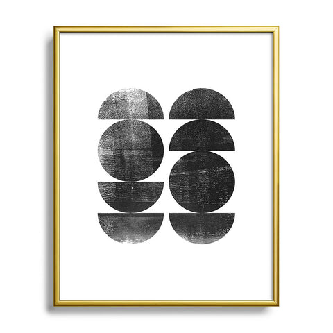 GalleryJ9 Black and White Mid Century Modern Circles Metal Framed Art Print