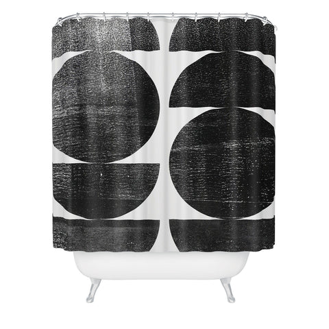 GalleryJ9 Black and White Mid Century Modern Circles Shower Curtain