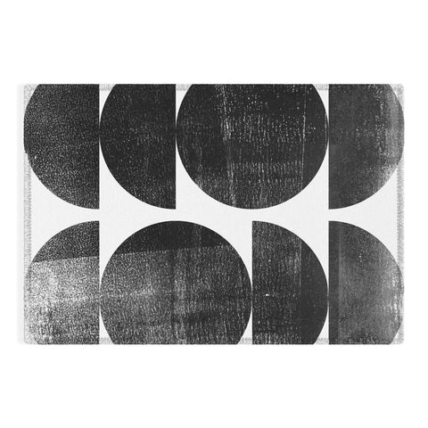 GalleryJ9 Black and White Mid Century Modern Circles Outdoor Rug