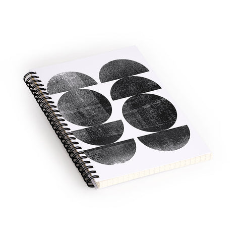 GalleryJ9 Black and White Mid Century Modern Circles Spiral Notebook