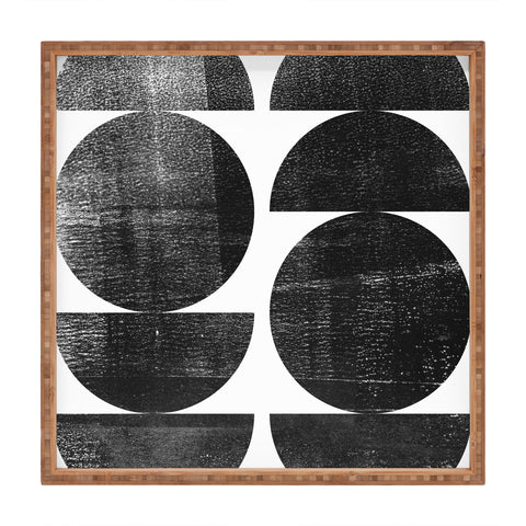 GalleryJ9 Black and White Mid Century Modern Circles Square Tray