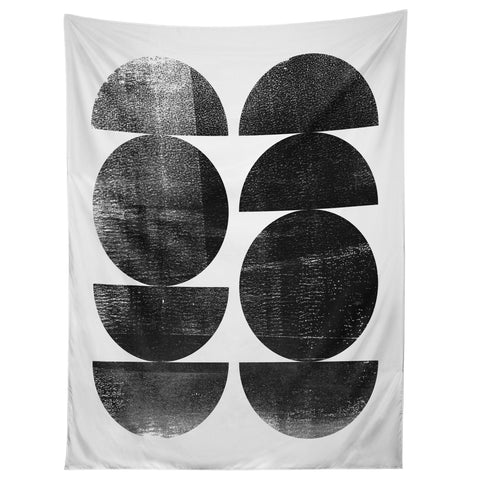 GalleryJ9 Black and White Mid Century Modern Circles Tapestry