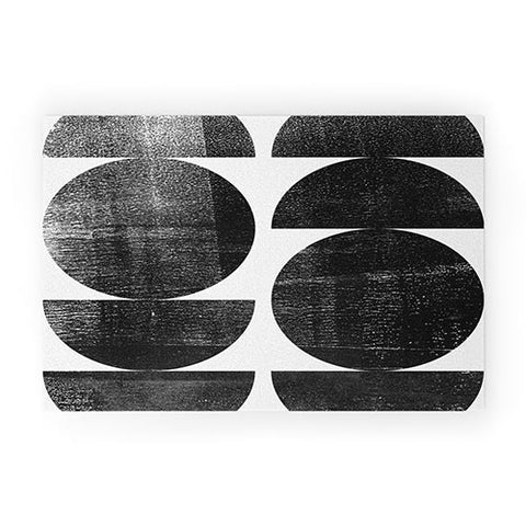 GalleryJ9 Black and White Mid Century Modern Circles Welcome Mat