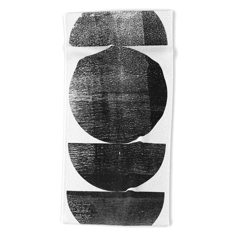 GalleryJ9 Black and White Mid Century Modern Circles Beach Towel