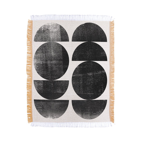 GalleryJ9 Black and White Mid Century Modern Circles Throw Blanket