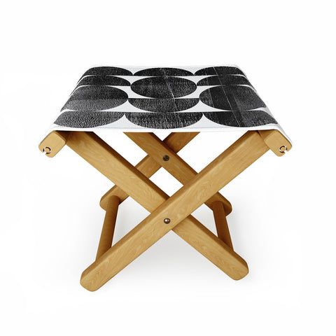 GalleryJ9 Black and White Mid Century Modern Op Art Folding Stool