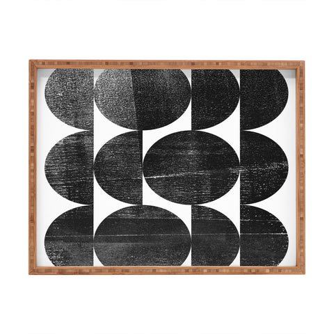 GalleryJ9 Black and White Mid Century Modern Op Art Rectangular Tray