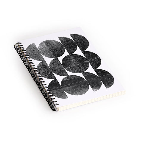 GalleryJ9 Black and White Mid Century Modern Op Art Spiral Notebook