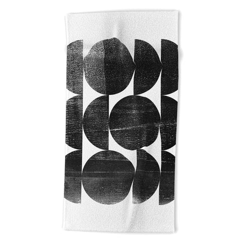 GalleryJ9 Black and White Mid Century Modern Op Art Beach Towel