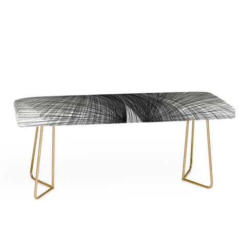 GalleryJ9 Black and White Mid Century Modern Radiating Lines Geometric Abstract Bench