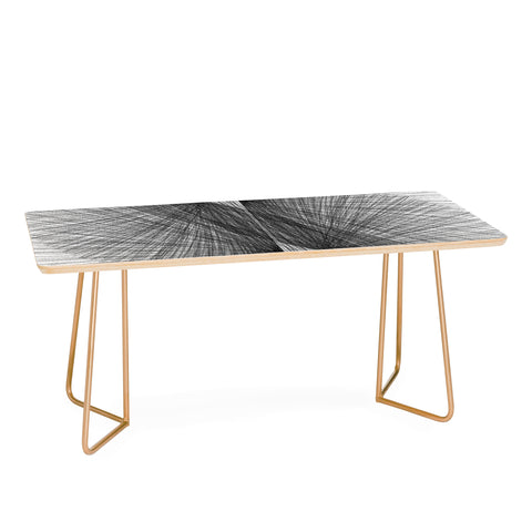 GalleryJ9 Black and White Mid Century Modern Radiating Lines Geometric Abstract Coffee Table