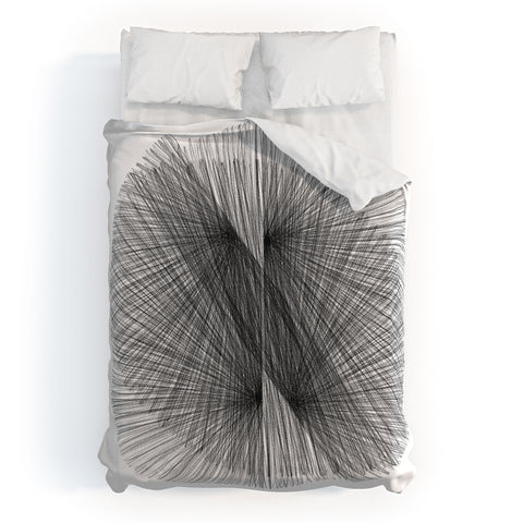 GalleryJ9 Black and White Mid Century Modern Radiating Lines Geometric Abstract Duvet Cover