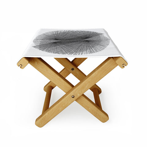 GalleryJ9 Black and White Mid Century Modern Radiating Lines Geometric Abstract Folding Stool