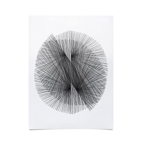 GalleryJ9 Black and White Mid Century Modern Radiating Lines Geometric Abstract Poster
