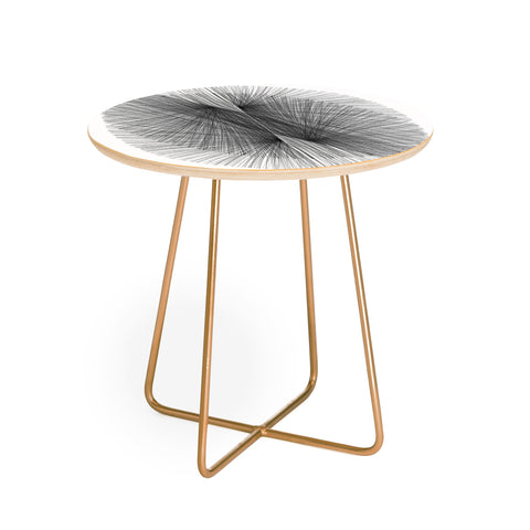 GalleryJ9 Black and White Mid Century Modern Radiating Lines Geometric Abstract Round Side Table