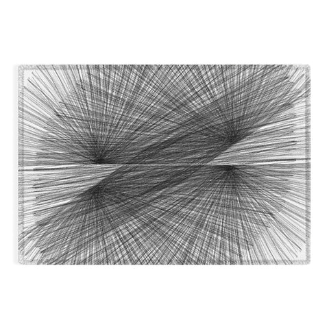 GalleryJ9 Black and White Mid Century Modern Radiating Lines Geometric Abstract Outdoor Rug