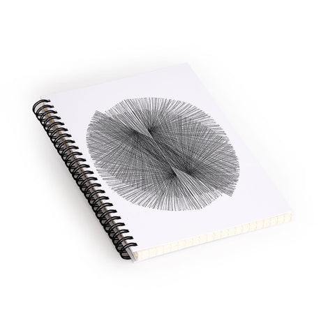 GalleryJ9 Black and White Mid Century Modern Radiating Lines Geometric Abstract Spiral Notebook