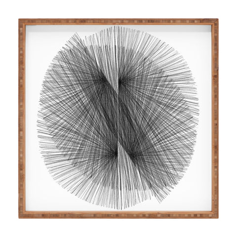 GalleryJ9 Black and White Mid Century Modern Radiating Lines Geometric Abstract Square Tray