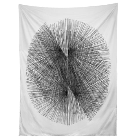 GalleryJ9 Black and White Mid Century Modern Radiating Lines Geometric Abstract Tapestry