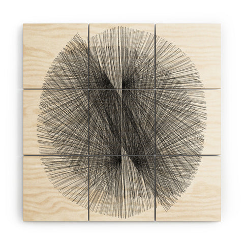 GalleryJ9 Black and White Mid Century Modern Radiating Lines Geometric Abstract Wood Wall Mural