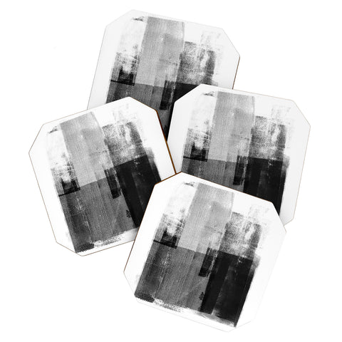 GalleryJ9 Black and White Minimalist Industrial Abstract Coaster Set