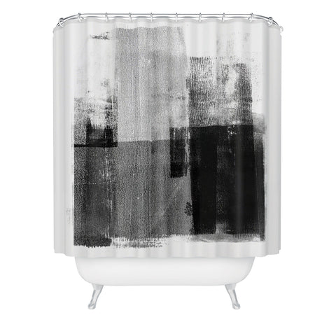 GalleryJ9 Black and White Minimalist Industrial Abstract Shower Curtain