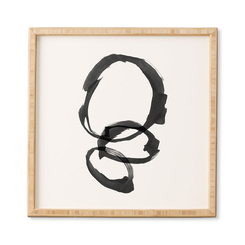 GalleryJ9 Black and White Round Abstract Shapes Minimalist Ink Painting Framed Wall Art