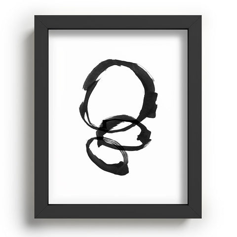 GalleryJ9 Black and White Round Abstract Shapes Minimalist Ink Painting Recessed Framing Rectangle