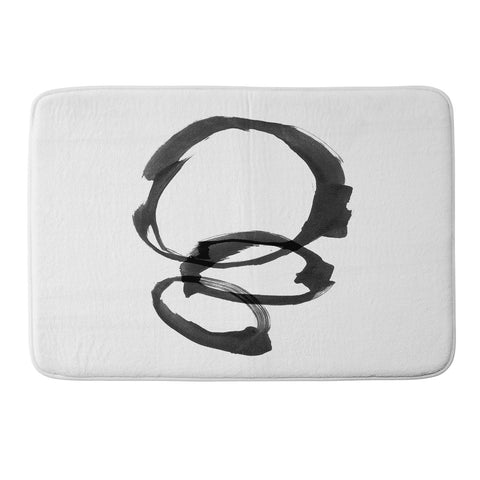 GalleryJ9 Black and White Round Abstract Shapes Minimalist Ink Painting Memory Foam Bath Mat