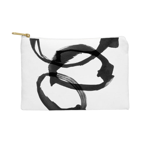 GalleryJ9 Black and White Round Abstract Shapes Minimalist Ink Painting Pouch