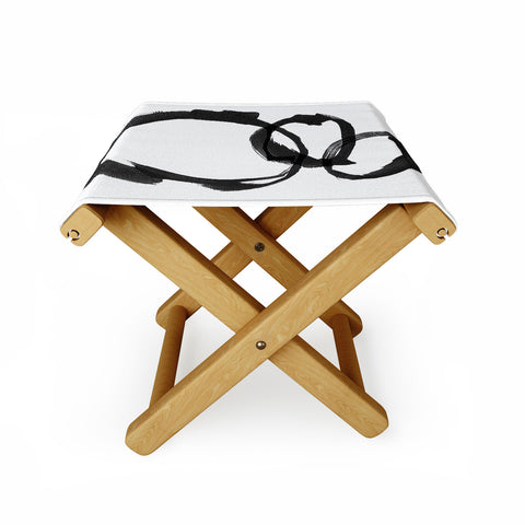 GalleryJ9 Black and White Round Abstract Shapes Minimalist Ink Painting Folding Stool