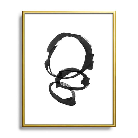 GalleryJ9 Black and White Round Abstract Shapes Minimalist Ink Painting Metal Framed Art Print