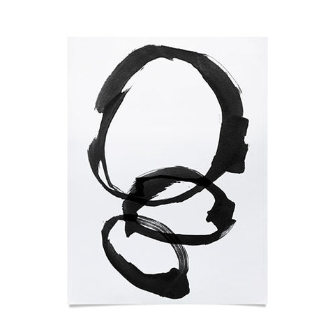 GalleryJ9 Black and White Round Abstract Shapes Minimalist Ink Painting Poster