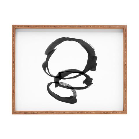 GalleryJ9 Black and White Round Abstract Shapes Minimalist Ink Painting Rectangular Tray