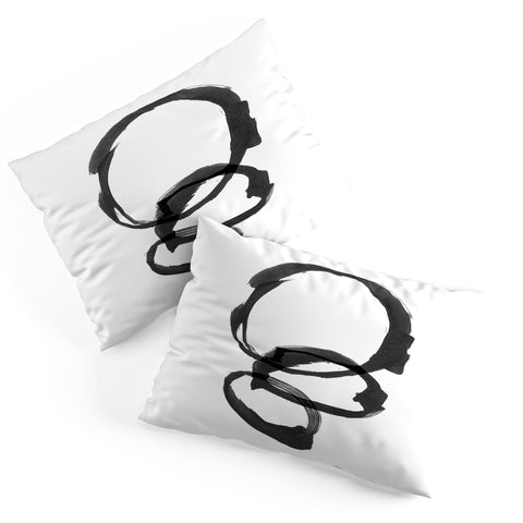 GalleryJ9 Black and White Round Abstract Shapes Minimalist Ink Painting Pillow Shams