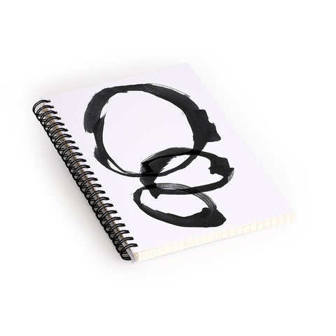 GalleryJ9 Black and White Round Abstract Shapes Minimalist Ink Painting Spiral Notebook