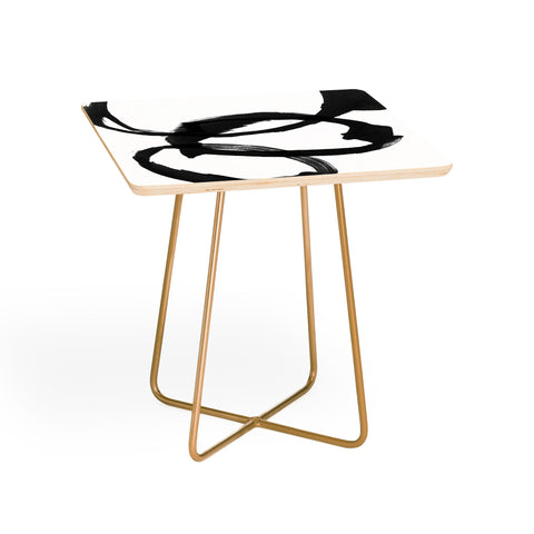 GalleryJ9 Black and White Round Abstract Shapes Minimalist Ink Painting Side Table